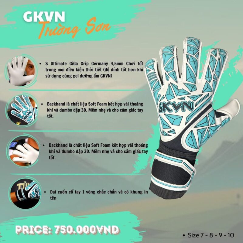 Găng Tay GKVN Trường Sơn Trắng Xanh Ngọc – Sự Lựa Chọn Của Thủ Môn Hiện Đại