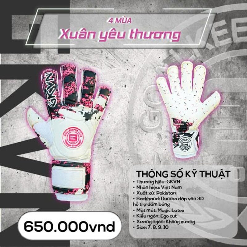 Găng Tay Thủ Môn GKVN Xuân Yêu Thương – Trắng Hồng Cá Tính