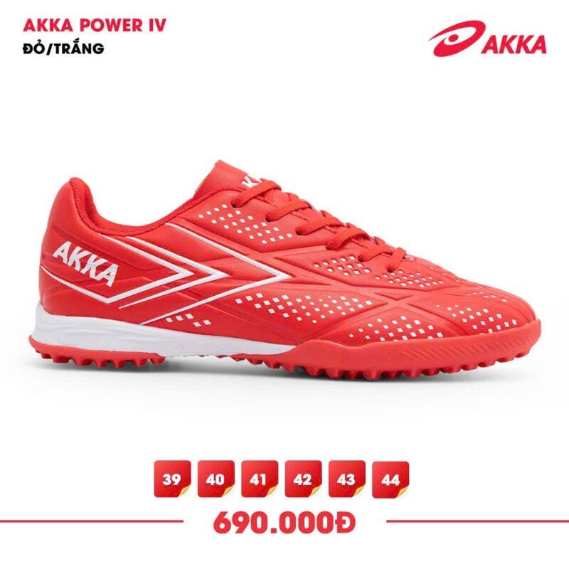 Giày đá bóng AKKA POWER IV Đỏ Trắng – Phá vỡ giới hạn với sắc đỏ năng động
