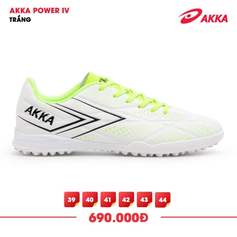 Giày đá bóng AKKA Power IV trắng phối xanh neon – Bứt phá phong cách sân cỏ