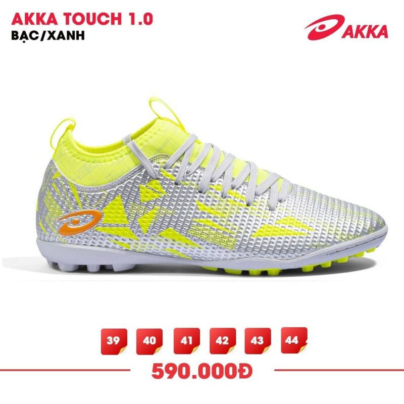Giày đá bóng AKKA TOUCH 1.0 Bạc Xanh – Bứt phá phong cách trên sân cỏ