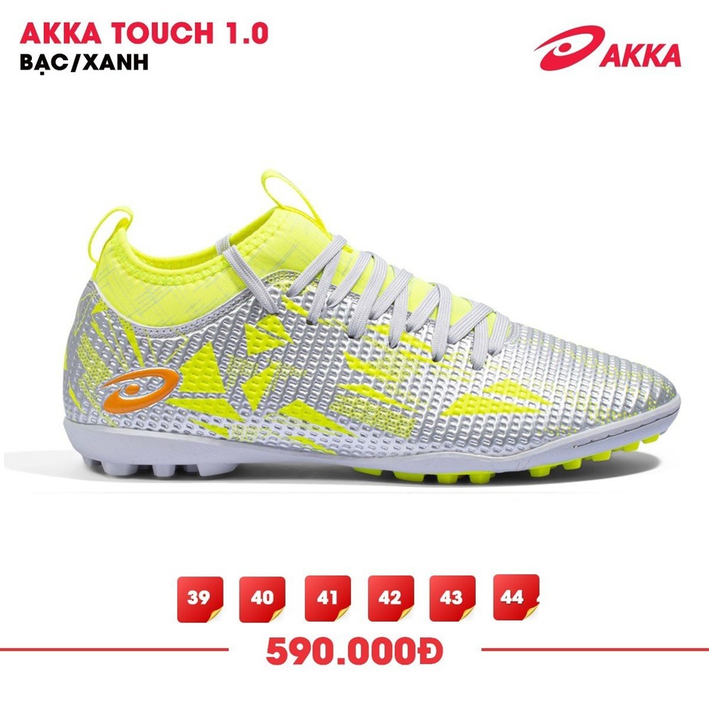 Giày đá bóng AKKA TOUCH 1.0 màu Bạc/Xanh dành cho sân cỏ nhân tạo