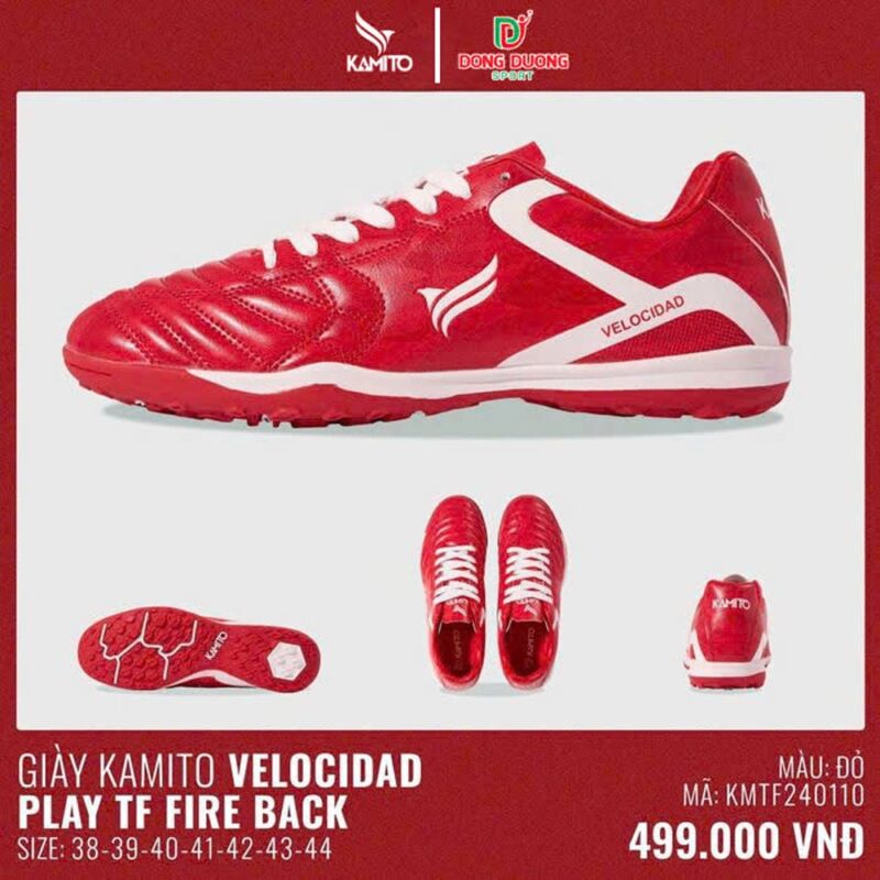 Giày đá bóng Kamito Velocidad Play TF Fire Back đỏ năng động