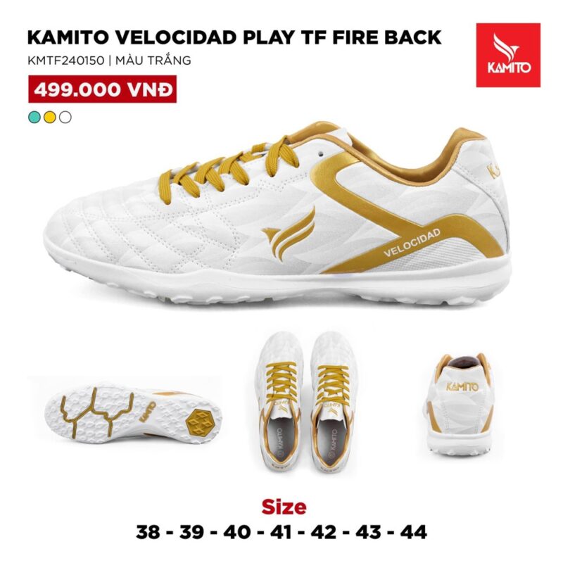 Giày Kamito Velocidad Play TF Fire Back - Trắng Vàng Đồng