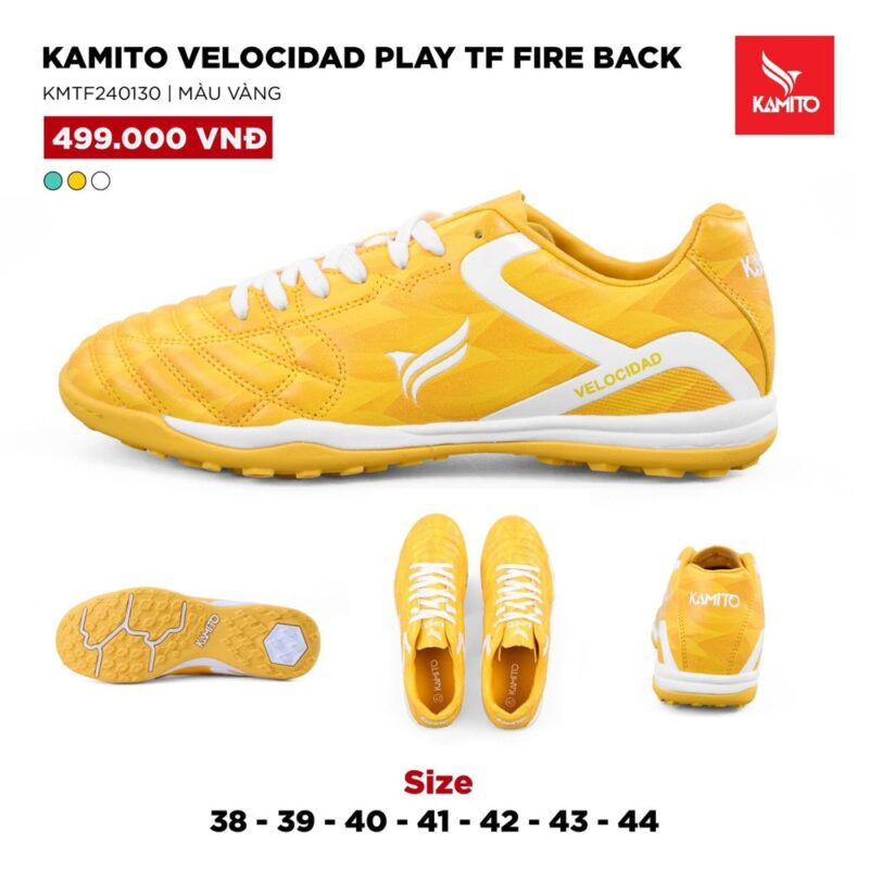 Giày đá bóng Kamito Velocidad Play TF Fire Back - Vàng nổi bật