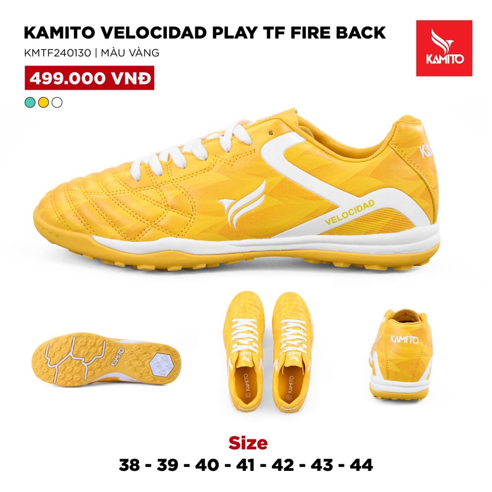 Giày đá bóng Kamito Velocidad Play TF Fire Back màu vàng
