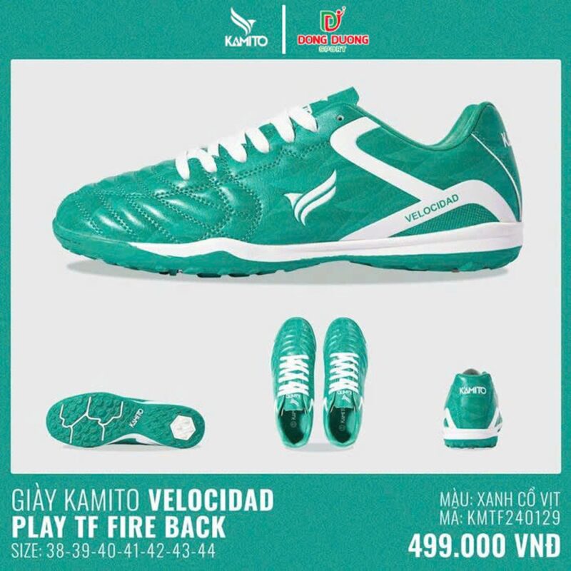 Giày Kamito Velocidad Play TF Fire Back màu xanh cổ vịt