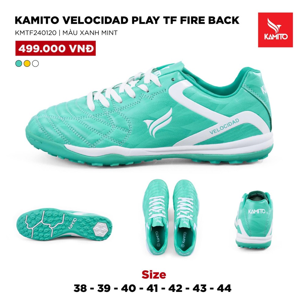 Giày Kamito Velocidad Play TF Fire Back màu Xanh Mint