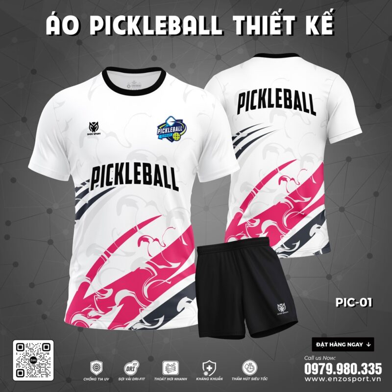 Áo Pickleball Thiết Kế PIC-01 Màu Trắng