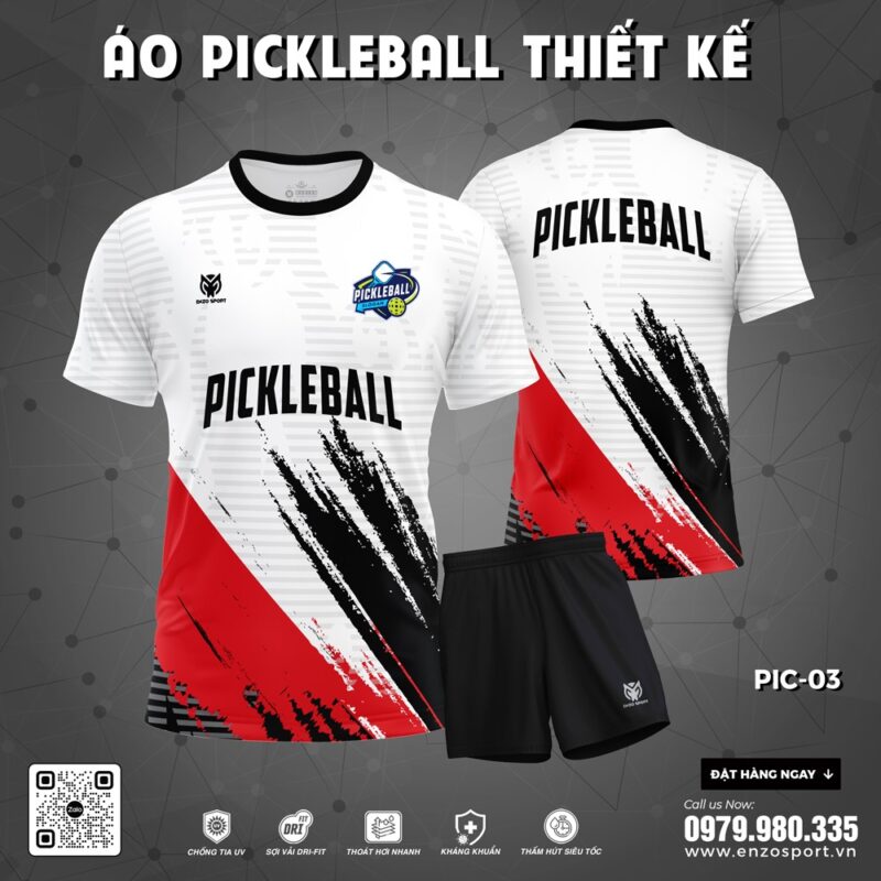 Áo Pickleball Thiết Kế Trắng Đỏ - Năng Động Và Cá Tính