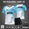 Áo Pickleball trắng xanh dương thiết kế thể thao PIC-07