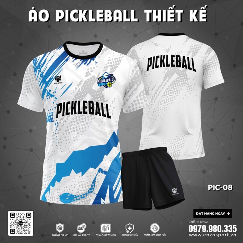 Áo Pickleball Nam Trắng Thiết Kế PIC-08 – Thoải Mái & Bảo Vệ Tối Ưu