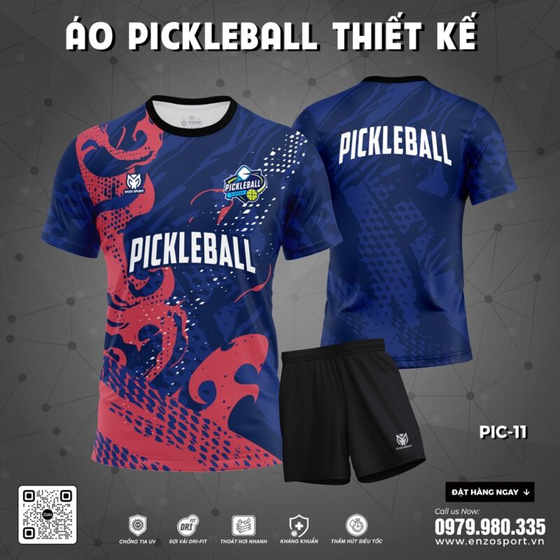 Áo thể thao Pickleball thiết kế màu xanh navy năng động
