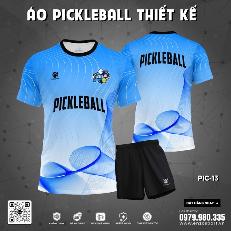 Áo Pickleball Xanh Dương - Thiết Kế Năng Động, Chất Liệu DRI-FIT Cao Cấp