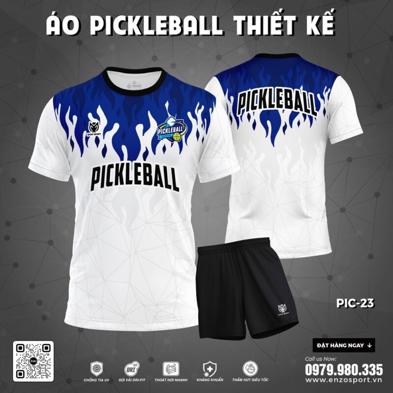 Áo Pickleball Thiết Kế Trắng Xanh Dương - Năng Động & Thoáng Mát