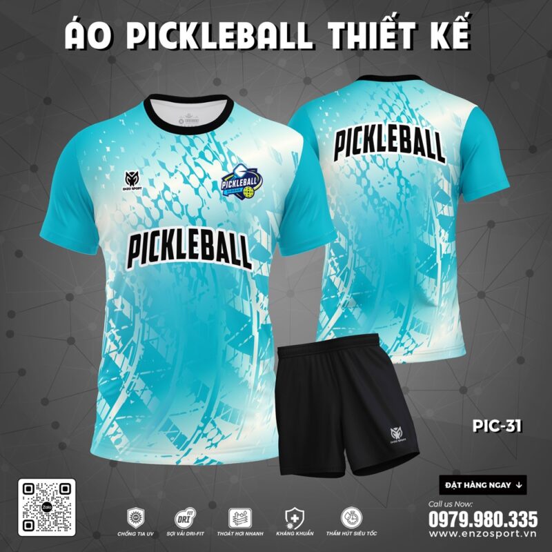 Áo Pickleball Thiết Kế Xanh Dương Trắng - Mã PIC-31