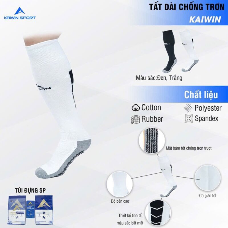 Tất Dài Chống Trơn Kaiwin Trắng – Chắc Chân Mỗi Bước Chạy