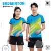 Áo cầu lông Enzo Sport xanh dương phối vàng neon – Thiết kế năng động, cá tính