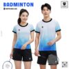 Áo Cầu Lông Trắng Xanh Gradient Thiết Kế Năng Động Unisex