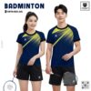 Áo cầu lông nam nữ unisex xanh navy phối vàng neon thời trang thể thao