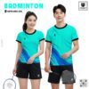 Áo cầu lông xanh ngọc unisex thiết kế thể thao năng động