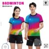Áo cầu lông ENZO SPORT phối màu xanh dương – hồng nổi bật