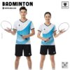 Áo cầu lông unisex trắng xanh dương thiết kế gradient năng động