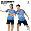 Áo cầu lông ENZO SPORT xanh dương phối sọc trắng - Mẫu 41