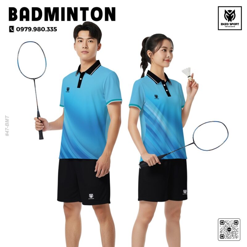 Áo Cầu Lông Thiết Kế Xanh Dương Gradient Unisex
