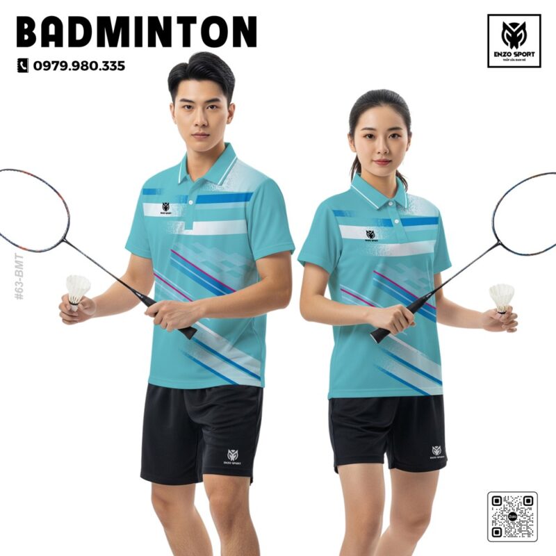 Áo Cầu Lông Thiết Kế Xanh Ngọc Lam Unisex - Năng Động & Thoải Mái