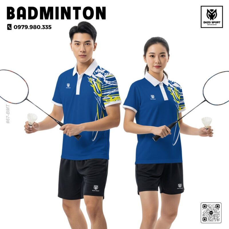 Áo Cầu Lông Enzo Sport Màu Xanh Biển - Thiết Kế Năng Động, Phong Cách Thể Thao