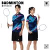 Áo cầu lông ENZO SPORT xanh navy phối hồng neon thiết kế nổi bật