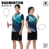 Áo cầu lông unisex xanh navy phối xanh ngọc hiện đại