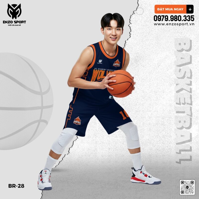 Áo Bóng Rổ Enzo Sport BR-28 Xanh Navy – Năng Động & Đẳng Cấp Sân Đấu