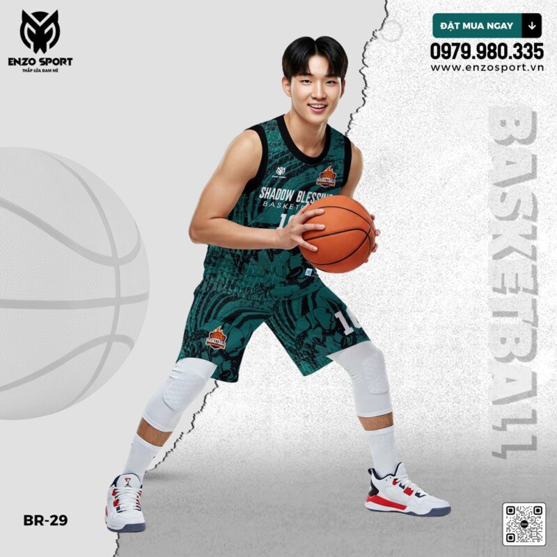Đồng Phục Bóng Rổ Enzo Sport BR-29 - Xanh Rêu Đậm Cá Tính