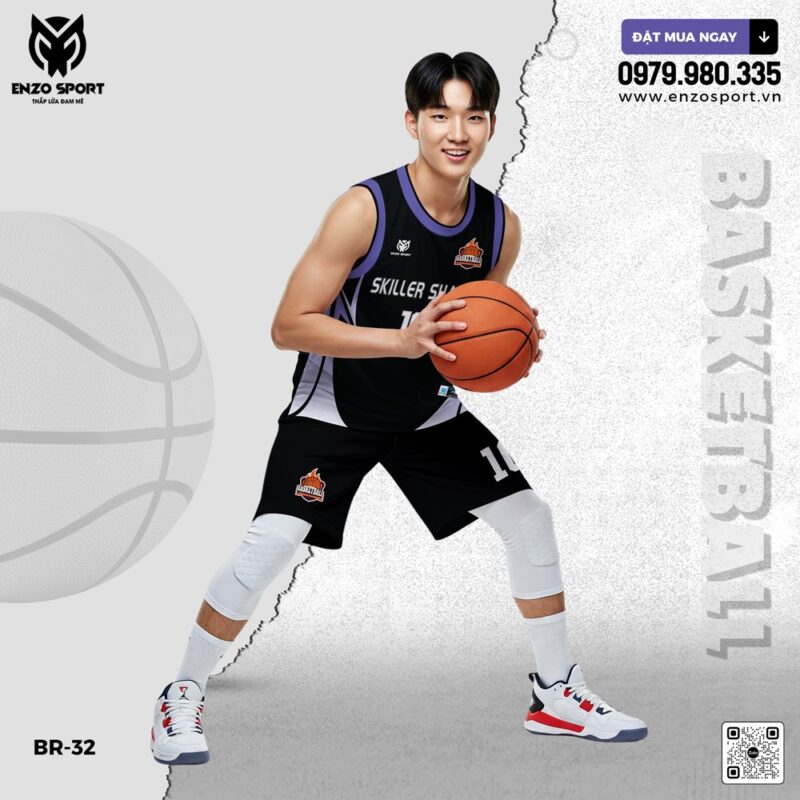 Đồng Phục Bóng Rổ Enzo Sport BR-32 - Đen Cá Tính