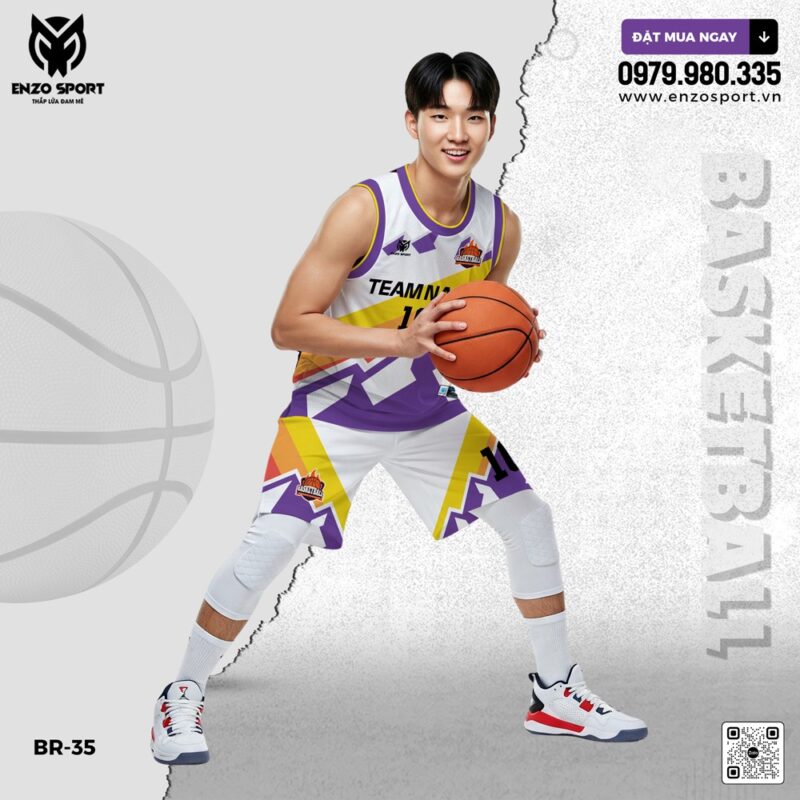 Đồng Phục Bóng Rổ Màu Tím Năng Động – Mẫu 35