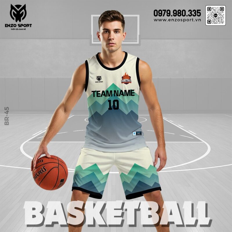 Áo Bóng Rổ Thiết Kế Gradient Xám Xanh – Năng Động & Cá Tính