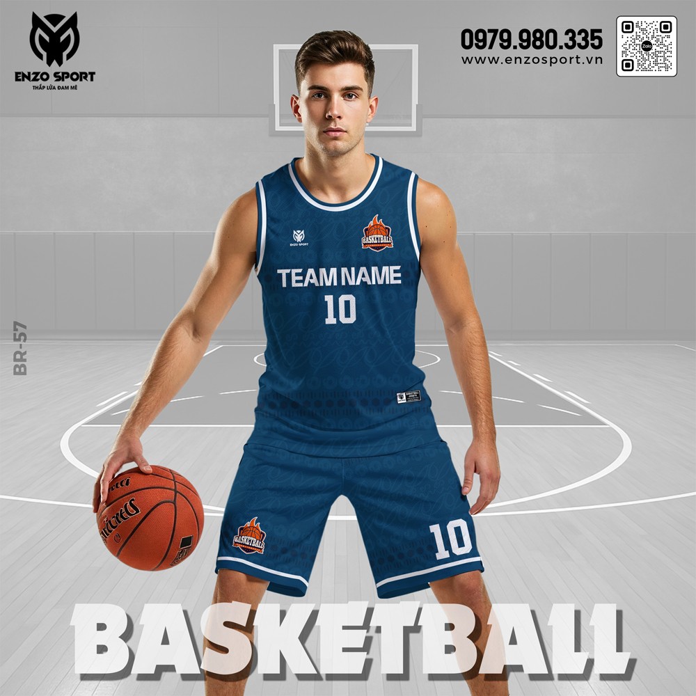 Đồng phục bóng rổ nam xanh navy Enzo Sport – Mã 57