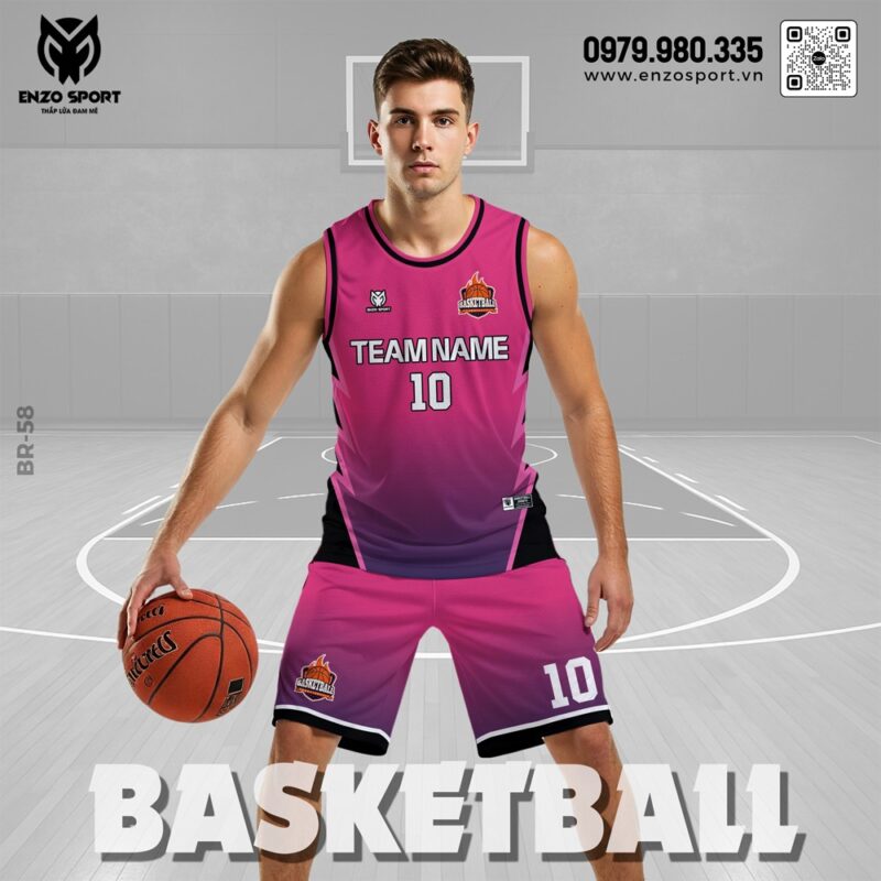 Đồng Phục Bóng Rổ Hồng Tím Ombre Nổi Bật - Mã 58