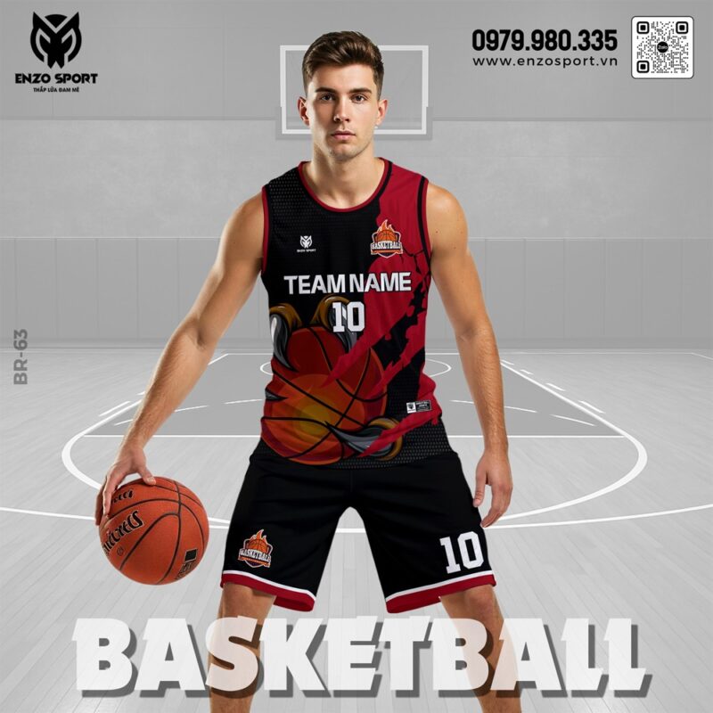 Đồng Phục Bóng Rổ Đen Đỏ – Nhiệt Huyết & Tốc Độ
