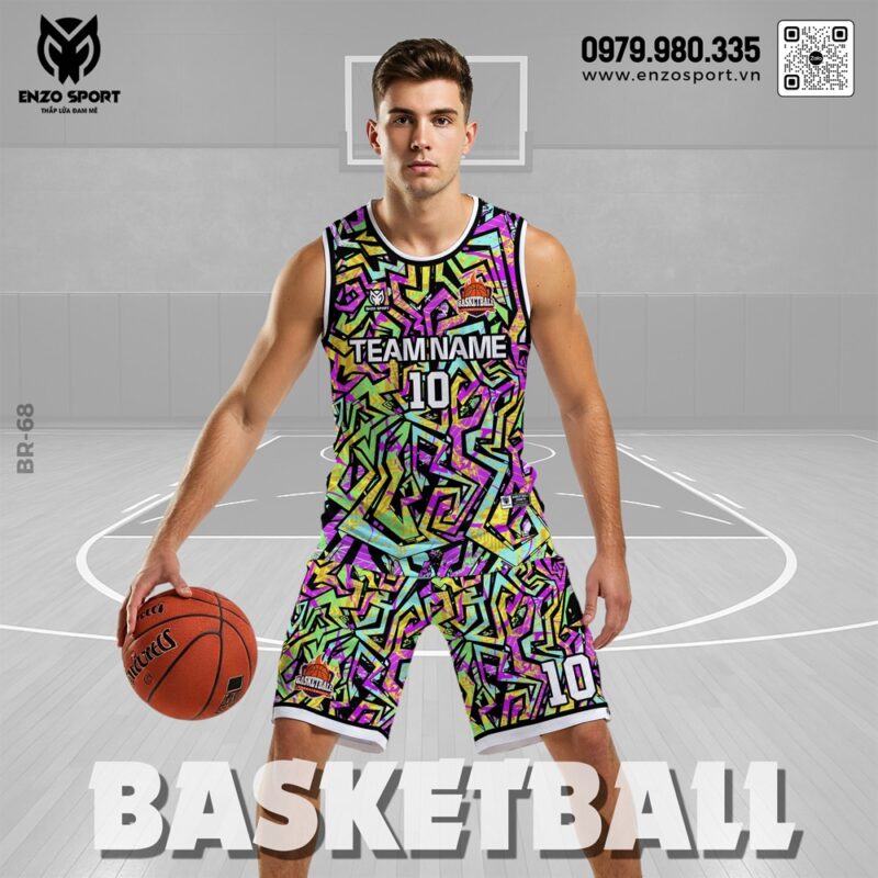 Áo Bóng Rổ Đen Neon Đột Phá Cá Tính - Mã 68