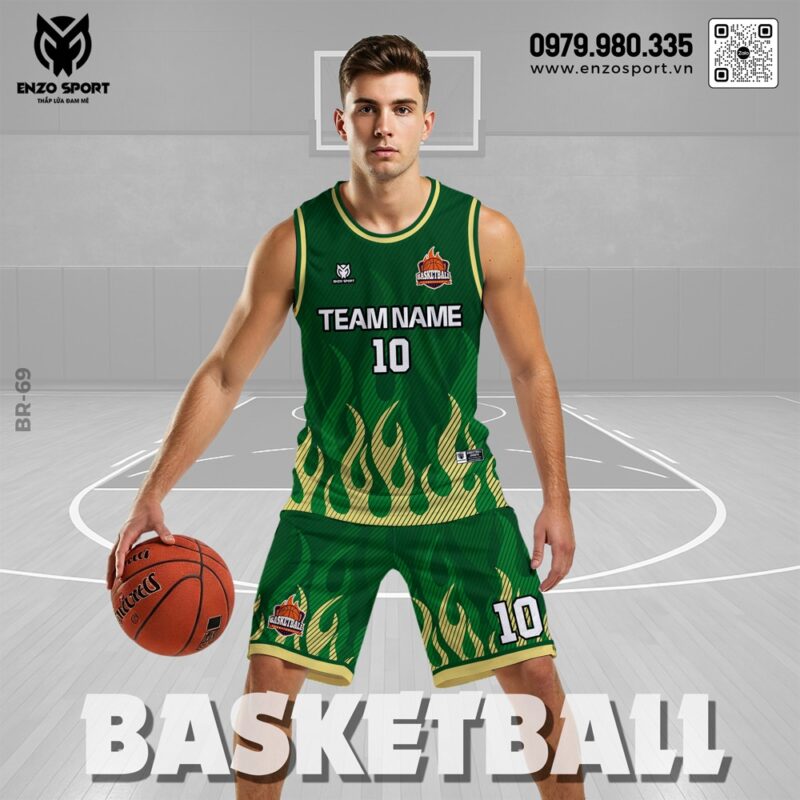 Đồng phục bóng rổ xanh lá cây đậm - Ngọn lửa nhiệt huyết trên sân đấu