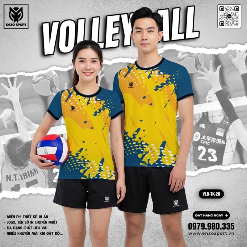Đồng phục bóng chuyền Enzo Sport VLB-TK28 - Vàng năng động