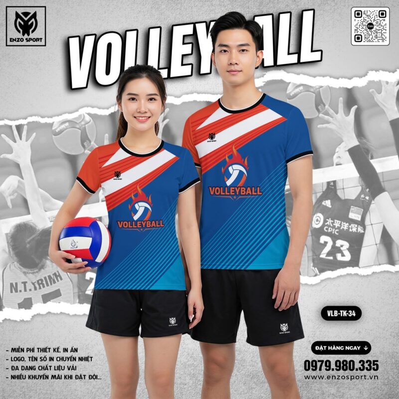 Áo Bóng Chuyền Xanh Dương Đậm Thiết Kế Thanh Lịch Năng Động