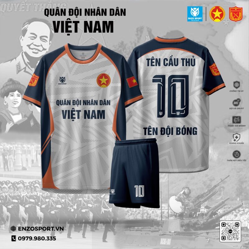 Áo Bóng Đá Quân Đội Nhân Dân Việt Nam Xanh Đậm - Tinh Thần Chiến Binh, Vượt Mọi Giới Hạn