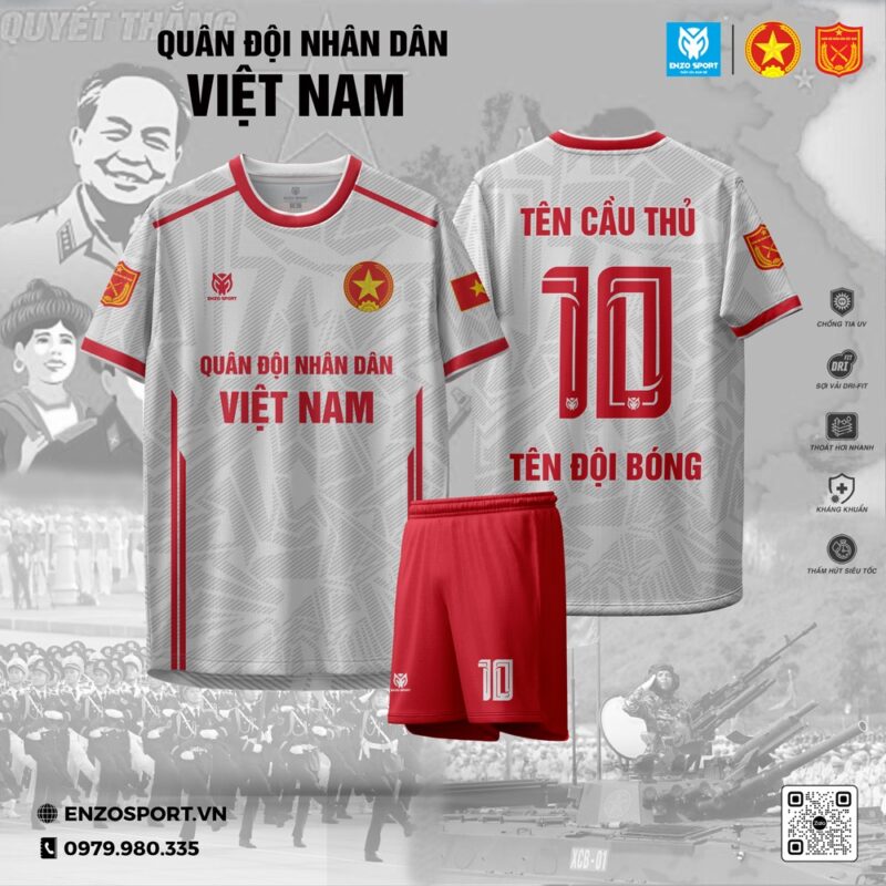 Áo bóng đá Quân Đội trắng đỏ – Đẳng cấp và tự hào dân tộc