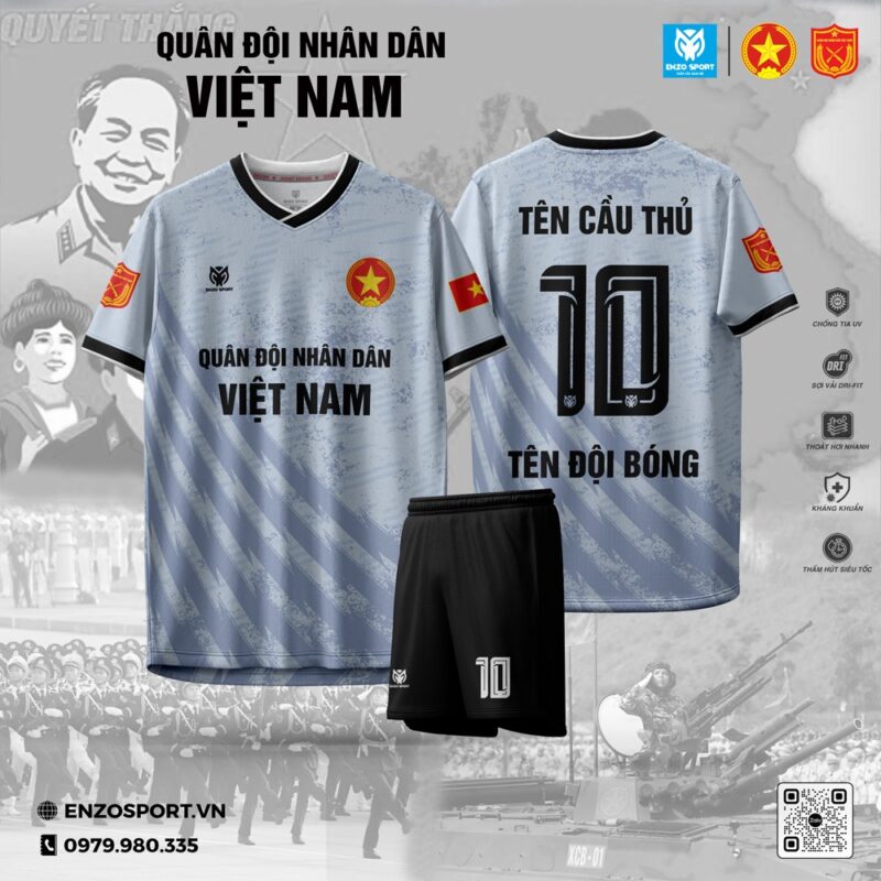 Áo Bóng Đá Quân Đội Màu Xám Bạc – Tự Hào Quốc Gia, Đẳng Cấp Thể Thao