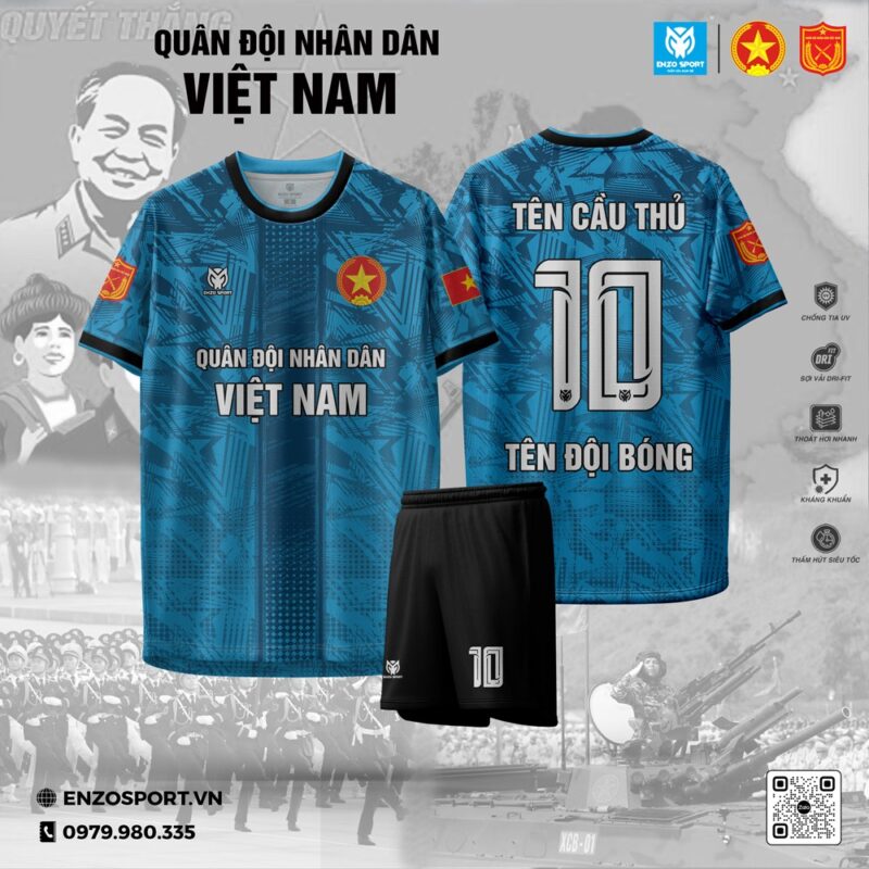 Áo Bóng Đá Quân Đội Xanh Dương Đậm Pride Nation