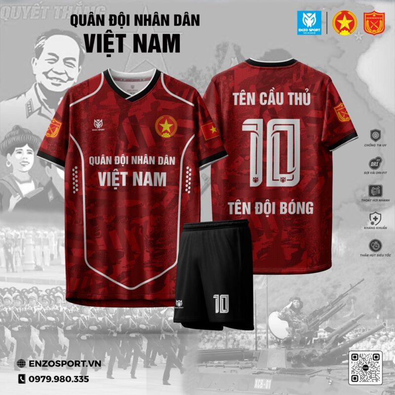Áo Bóng Đá Đồng Phục Quân Đội Đỏ - Nhiệt Huyết & Tự Hào Dân Tộc